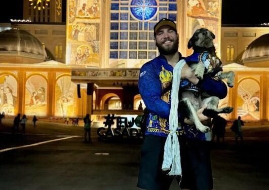 Cão viaja 150 km e é adotado em Aparecida